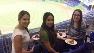 Claudia, Jenny and Elise enjoy their selections from the dessert cart.